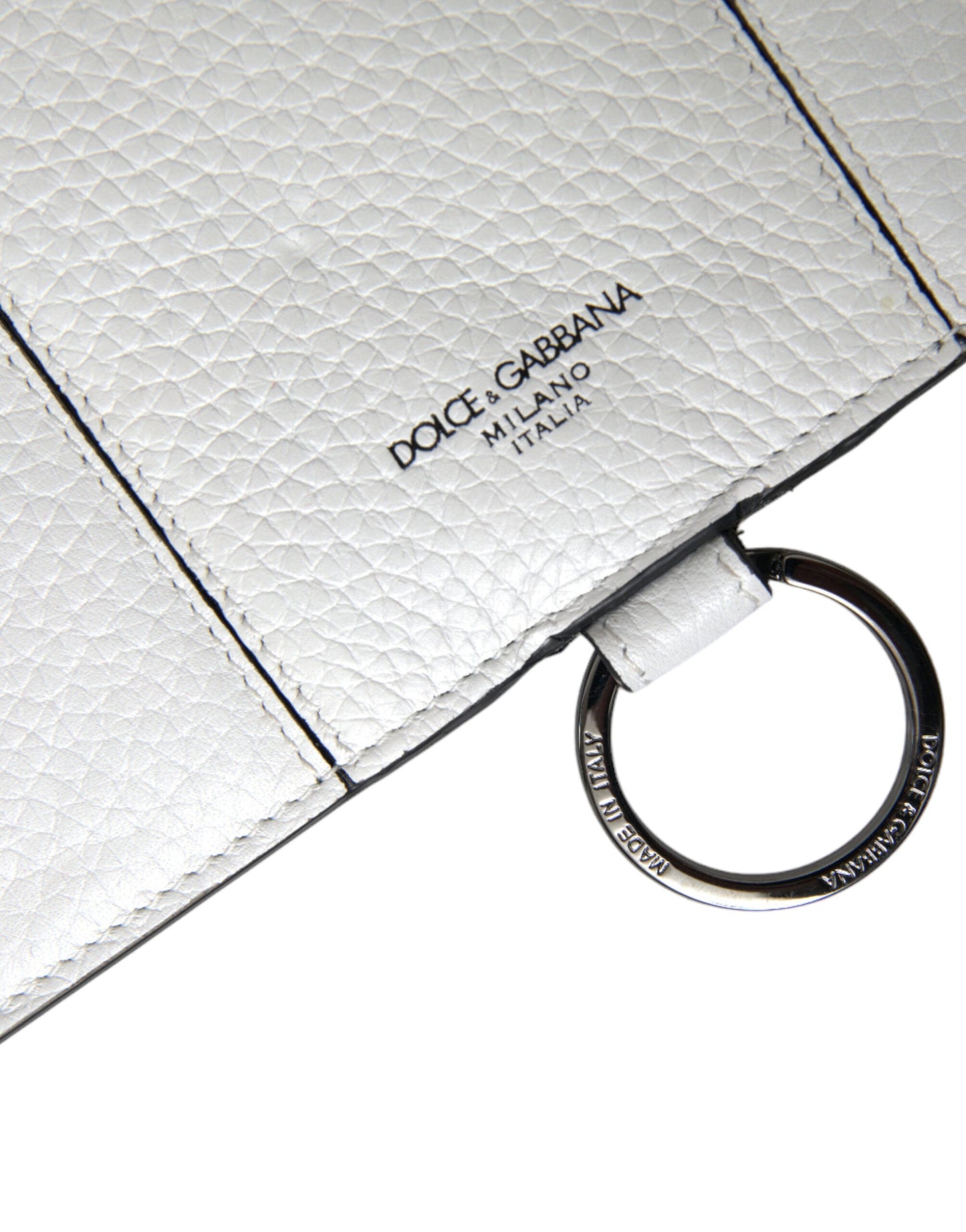Dolce & Gabbana White Calfskin Leather Large Crossbody Card Holder Men's Wallet ()