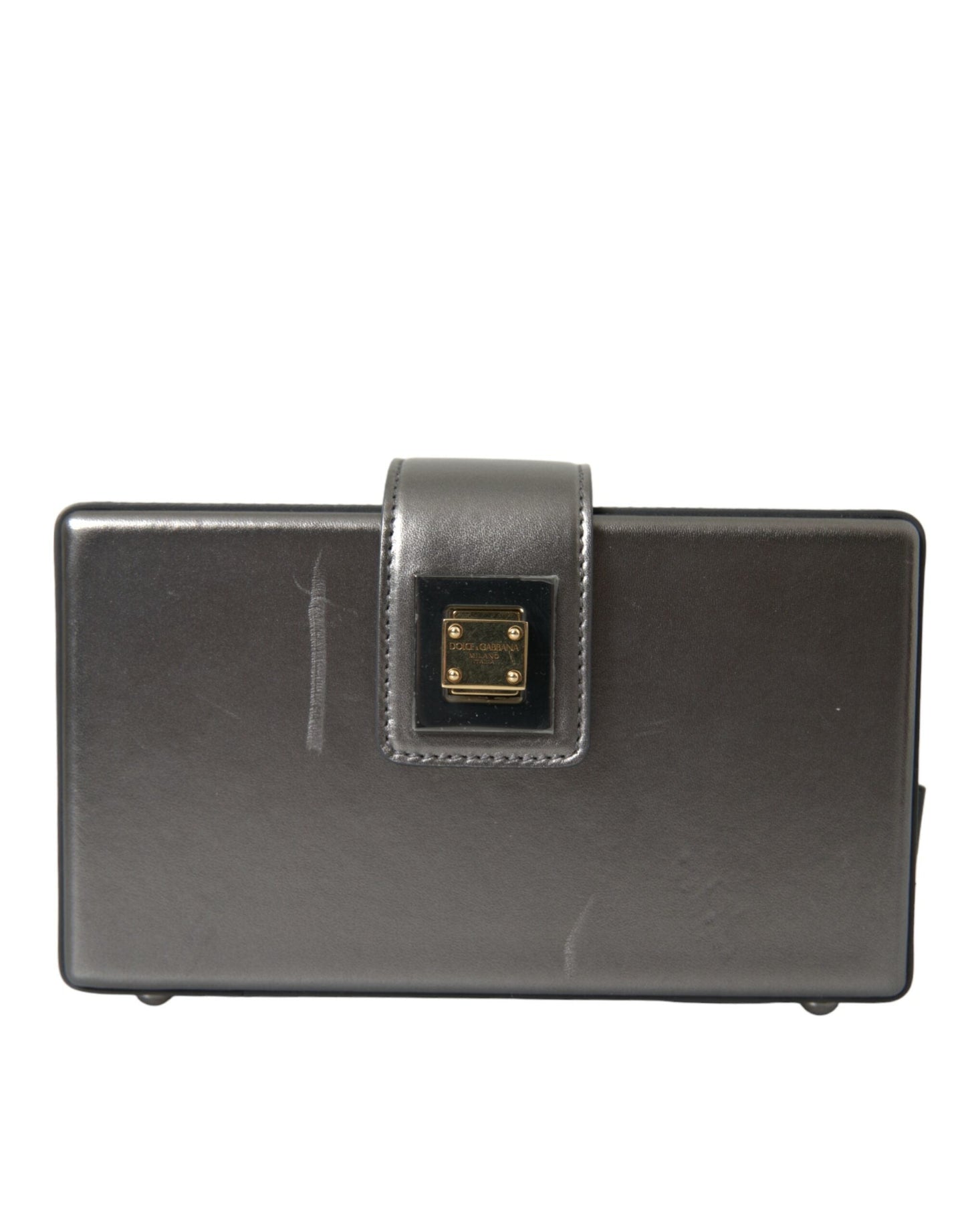 Dolce & Gabbana Metallic Gray Calfskin Leather DG BOX Shoulder Men's Bag ()