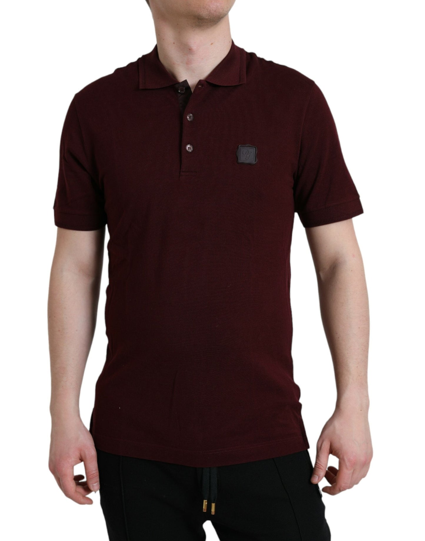 Dolce & Gabbana Maroon Collared Short Sleeves Polo Men's T-shirt