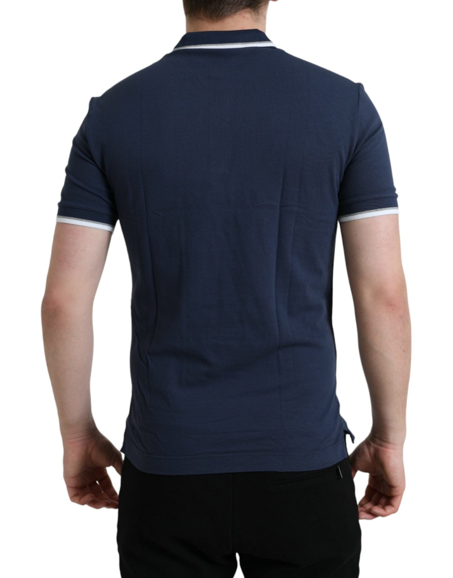 Dolce & Gabbana Blue Crown Patch Cotton Collared Men Polo Men's T-shirt