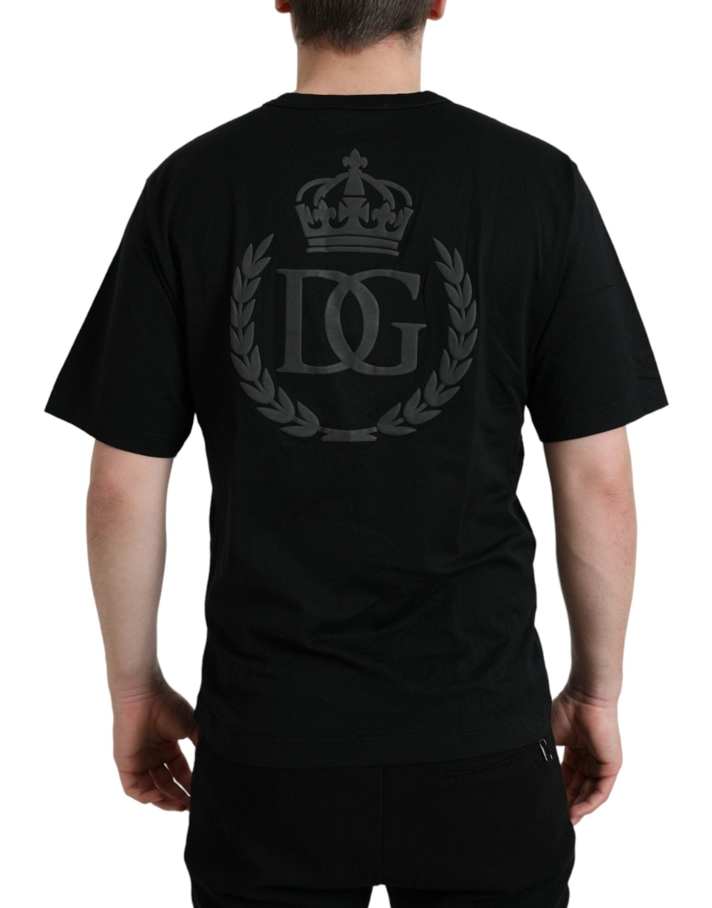 Dolce & Gabbana Black Logo Embossed Crew Neck Short Sleeves Men's T-shirt