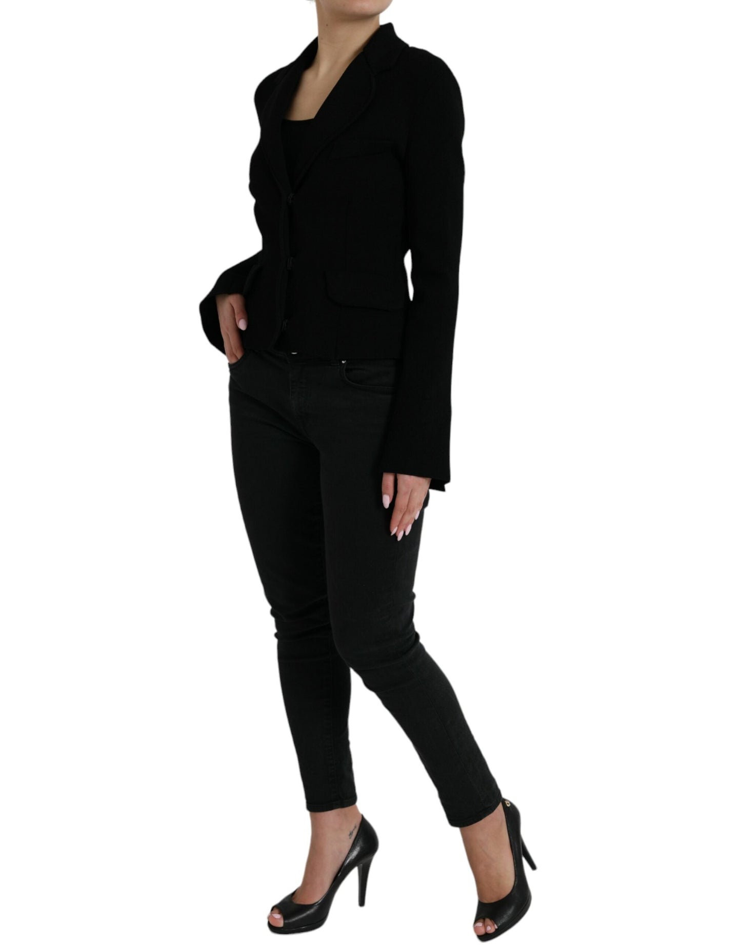 Dolce & Gabbana Black Viscose Single Breasted Blazer Women's Jacket