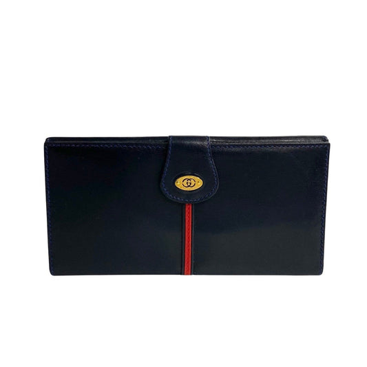 Gucci Leather GG Logo Bifold Wallet Navy