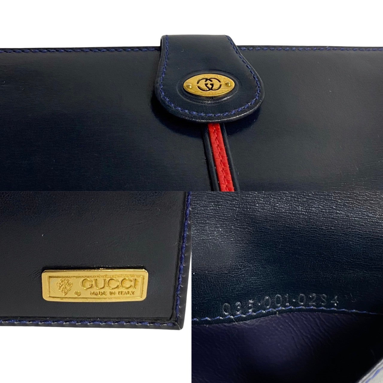 Gucci Leather GG Logo Bifold Wallet Navy