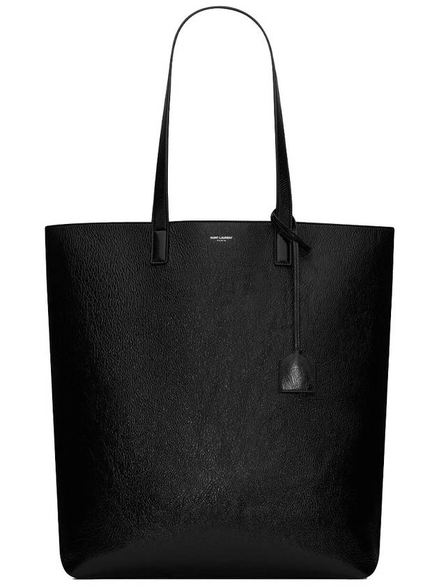 Saint Laurent Bold Coated Crinkle Tote Bag Black