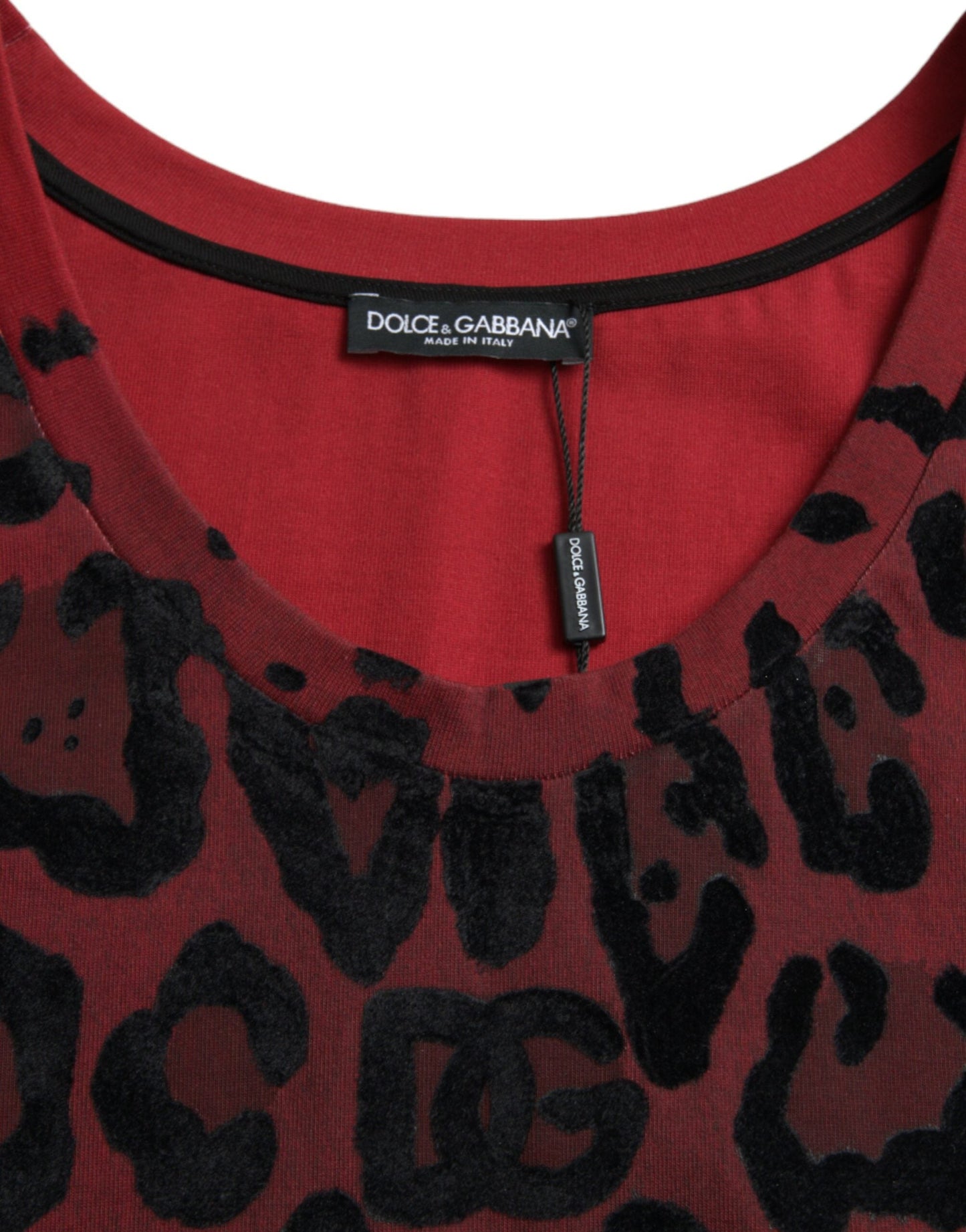 Dolce & Gabbana Red Leopard Print Sleeveless Tank Men's T-shirt