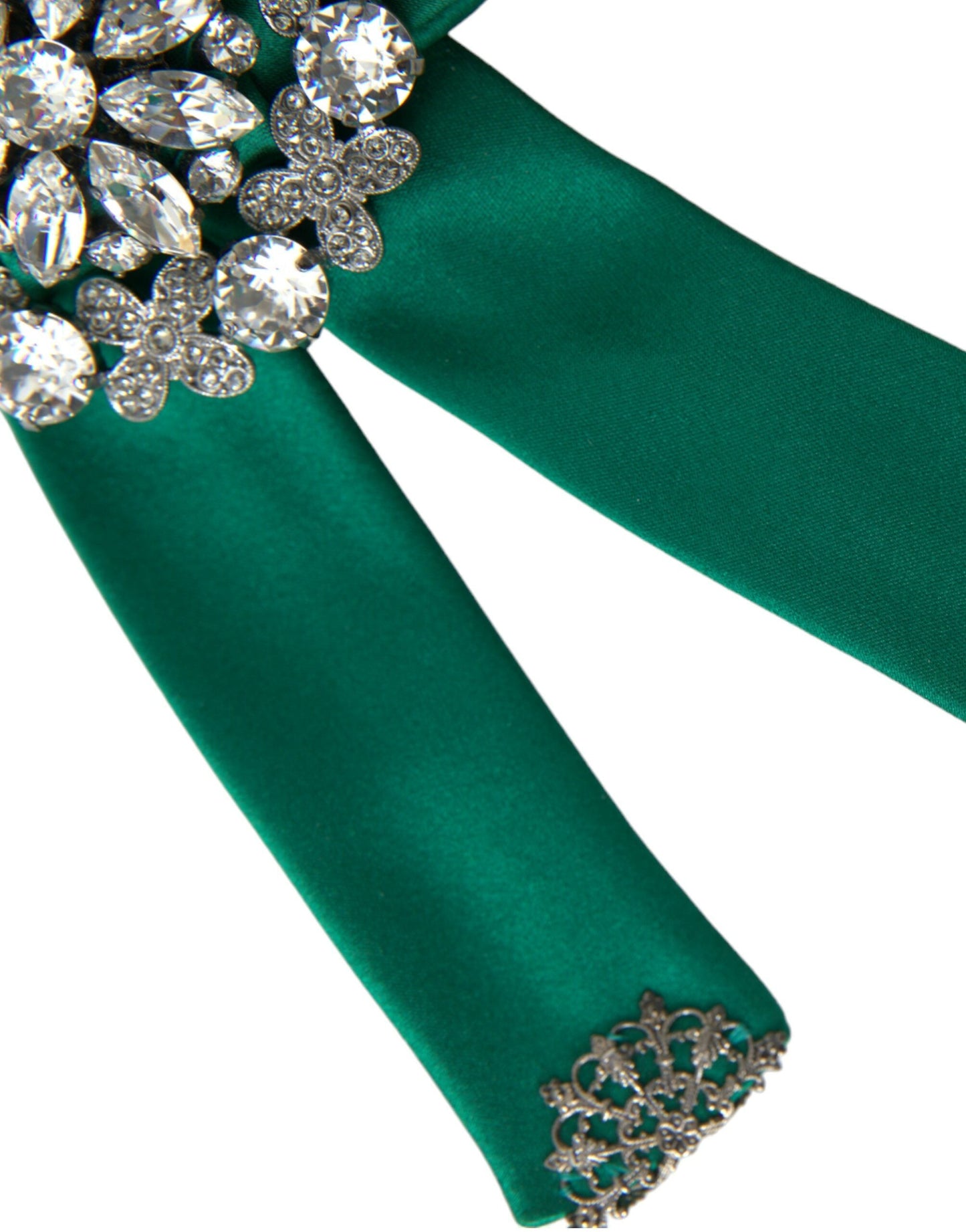 Dolce & Gabbana Green Satin Bird Crystal Women Hair Women's Clip