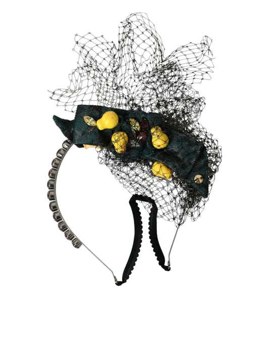 Dolce & Gabbana Black Lemons Sicily Purple Crystal Net Headband Women's Diadem
