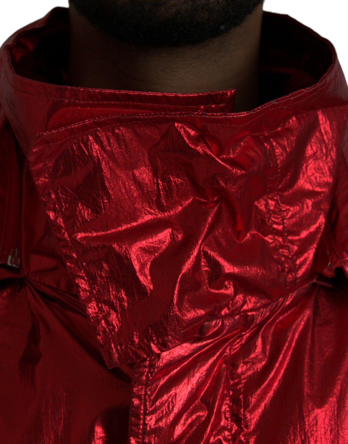 Dolce & Gabbana Red Nylon Hooded Pullover Sweatshirt Men's Jacket