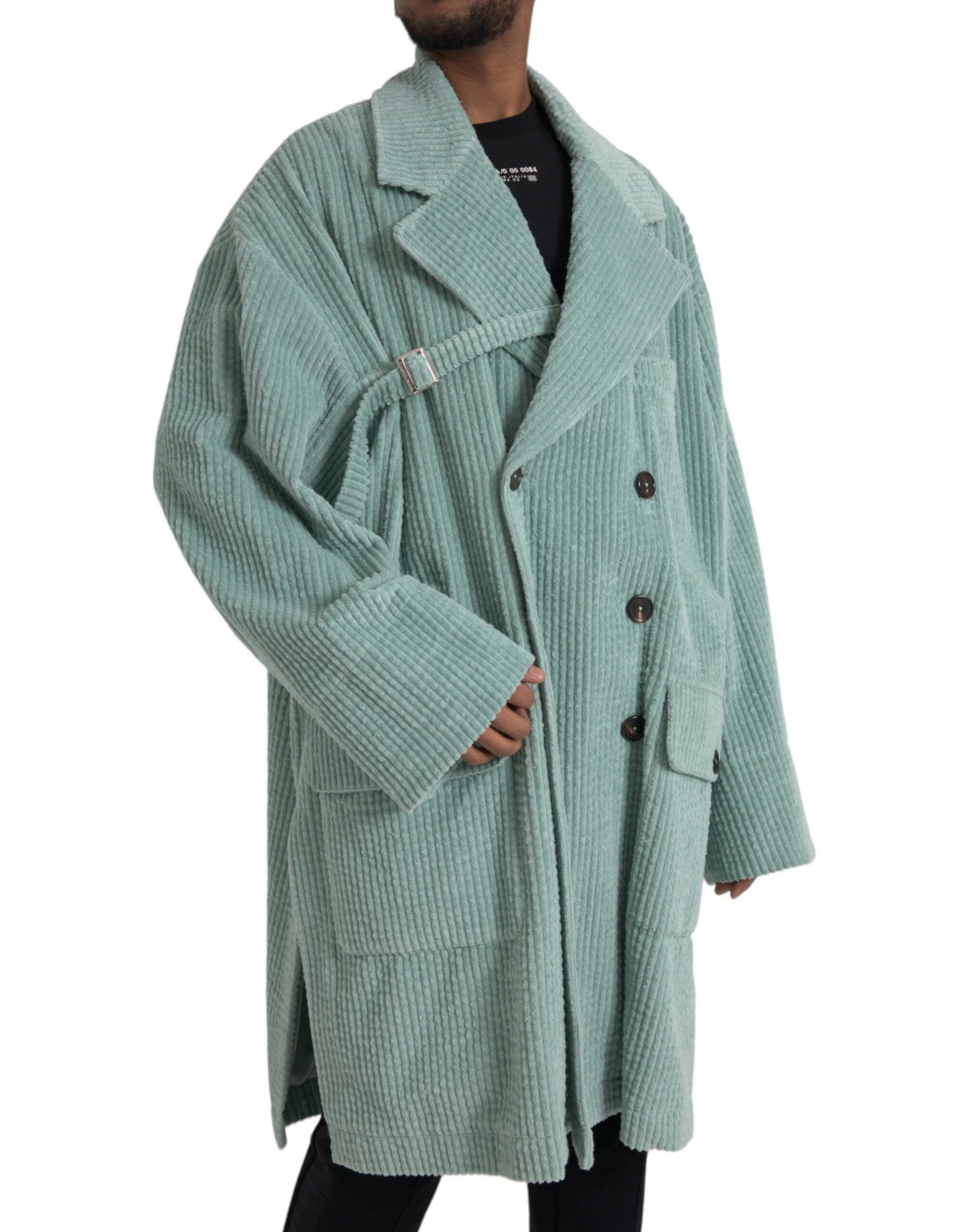 Dolce & Gabbana Blue Double Breasted Corduroy Cotton Men's Jacket