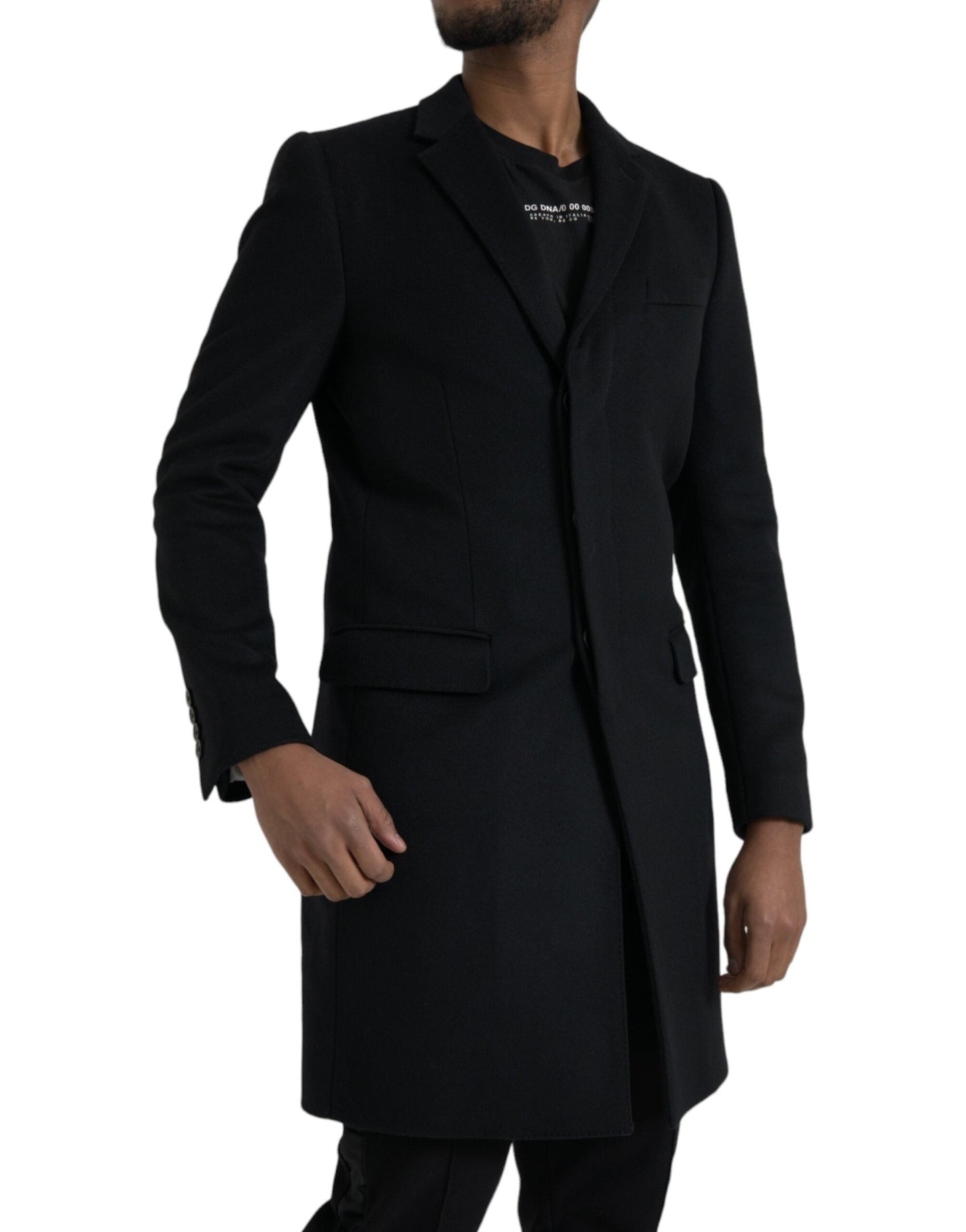 Dolce & Gabbana Black Single Breasted Trench Coat Men's Jacket