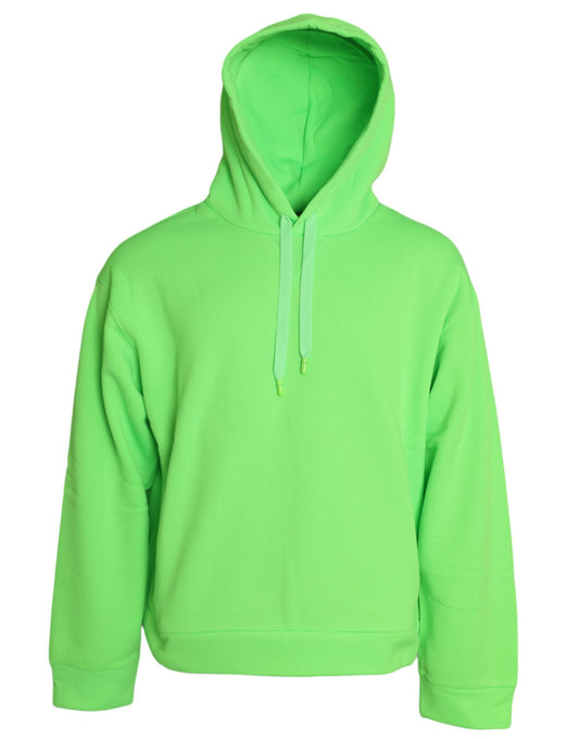 Dolce & Gabbana Neon Green Hooded Top Pullover Men's Sweater