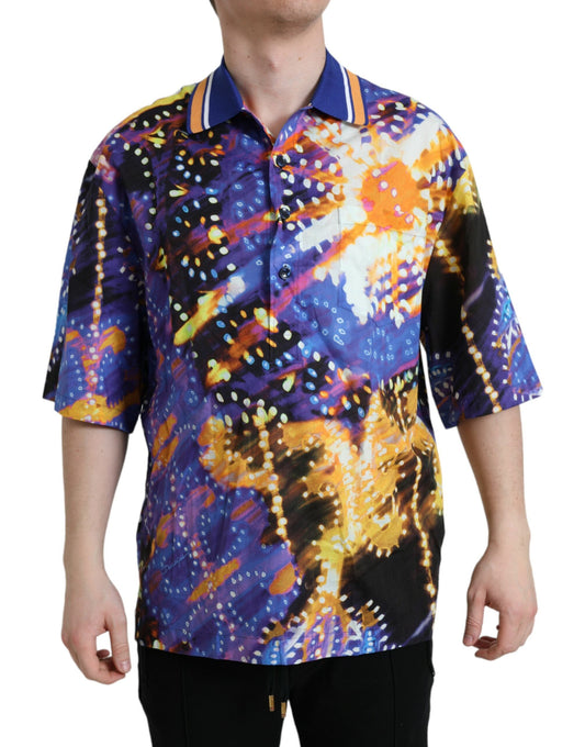 Dolce & Gabbana Multicolor Luminarie Print Cotton Casual Men's Shirt