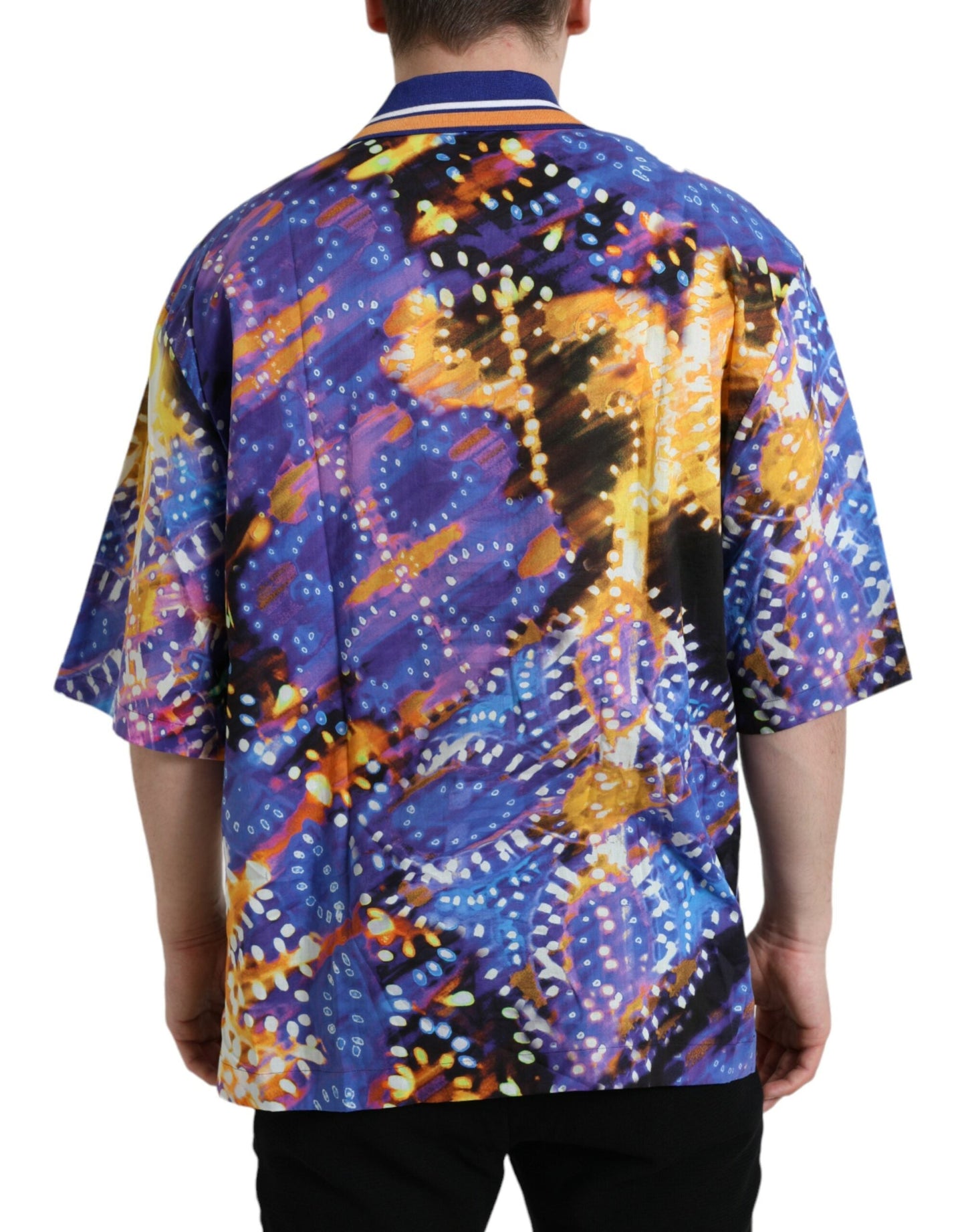 Dolce & Gabbana Multicolor Luminarie Print Cotton Casual Men's Shirt