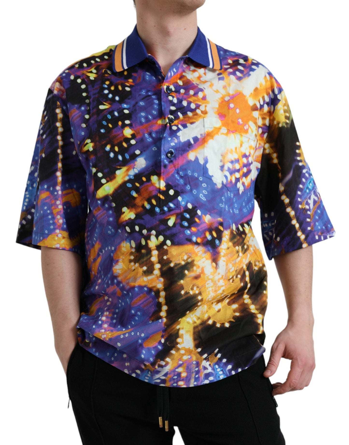 Dolce & Gabbana Multicolor Luminarie Print Cotton Casual Men's Shirt