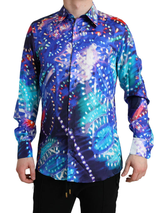 Dolce & Gabbana Purple Luminarie Silk Slim MARTINI Men's Shirt