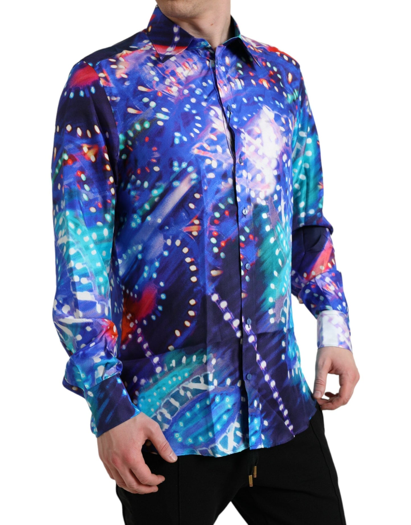 Dolce & Gabbana Purple Luminarie Silk Slim MARTINI Men's Shirt
