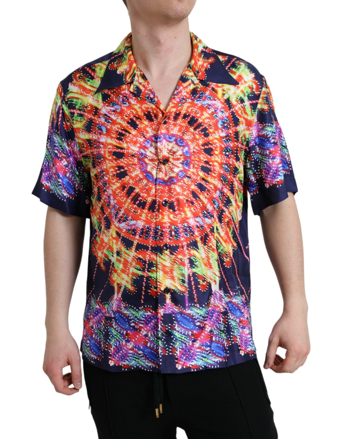 Dolce & Gabbana Multicolor Luminarie Silk Casual Men's Shirt