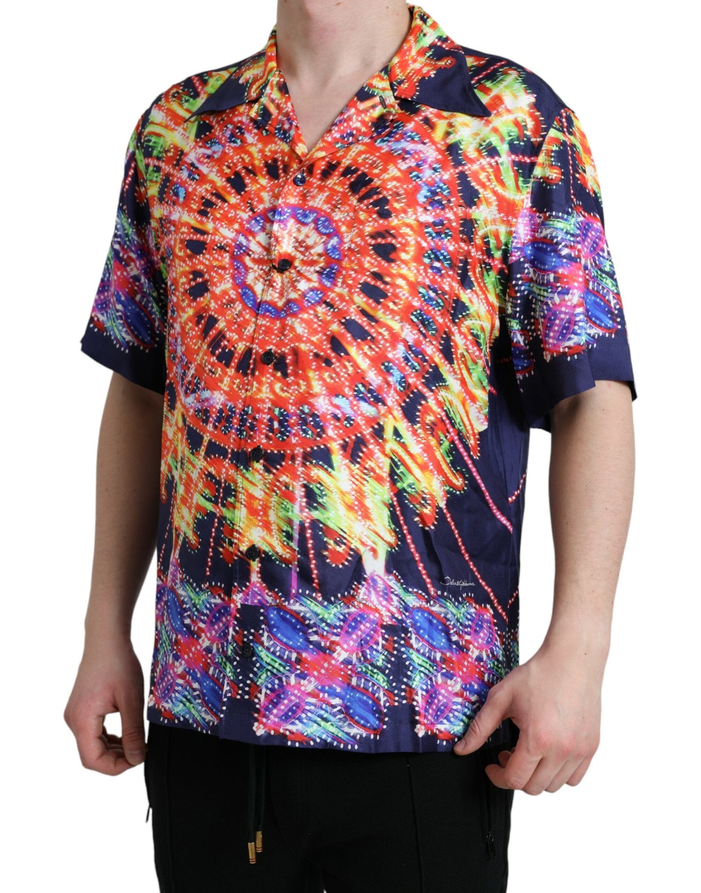 Dolce & Gabbana Multicolor Luminarie Silk Casual Men's Shirt