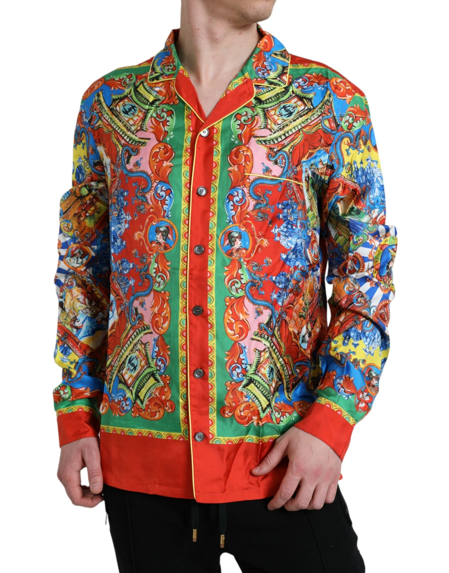 Dolce & Gabbana Multicolor Patterned Button Down Casual Men's Shirt