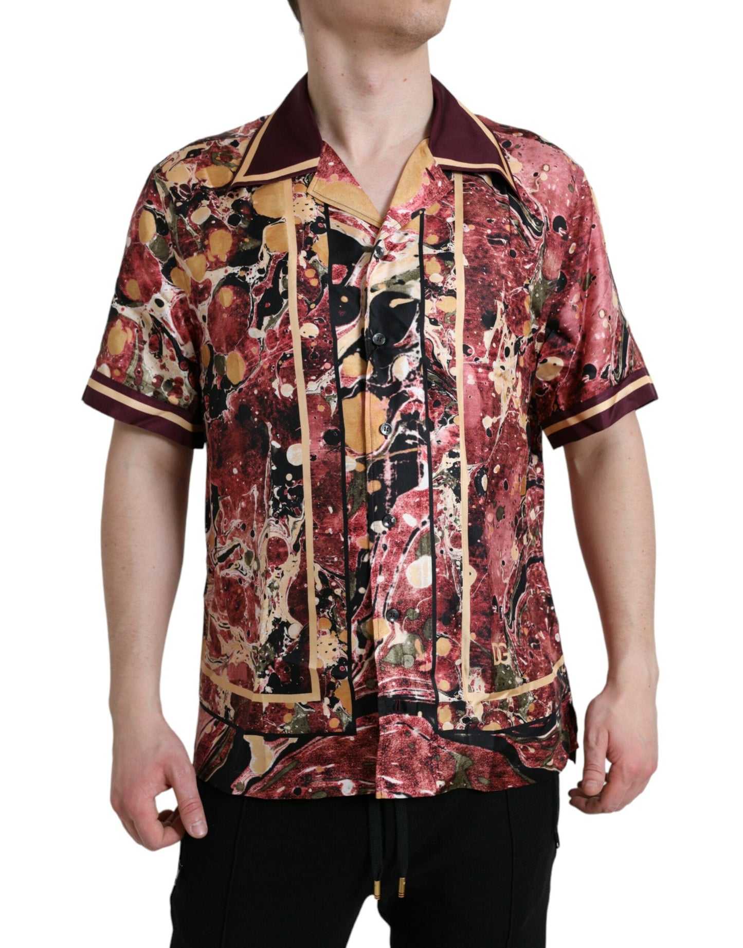 Dolce & Gabbana Multicolor Button Down Silk Men's Shirt