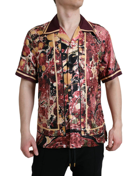 Dolce & Gabbana Multicolor Button Down Silk Men's Shirt