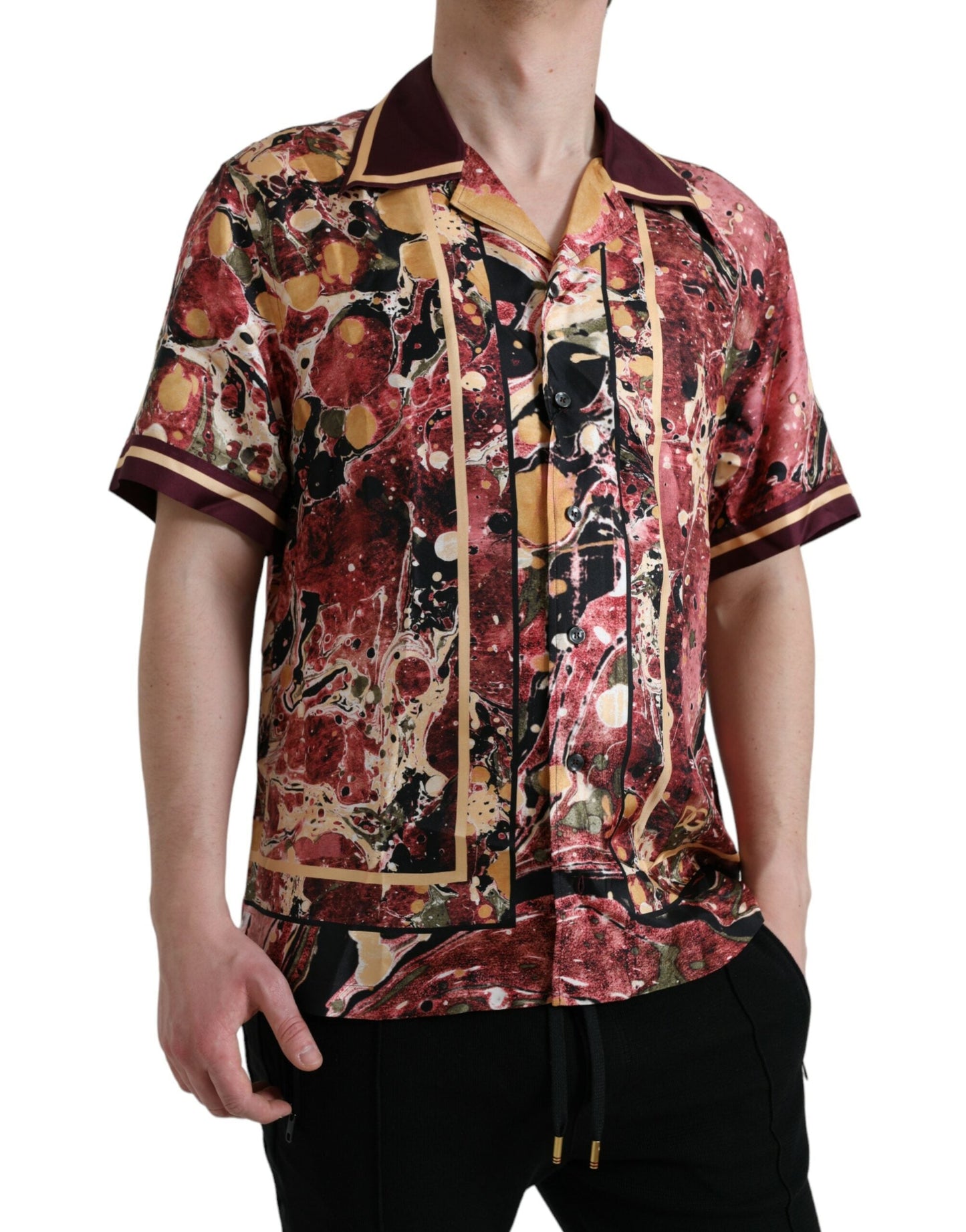 Dolce & Gabbana Multicolor Button Down Silk Men's Shirt