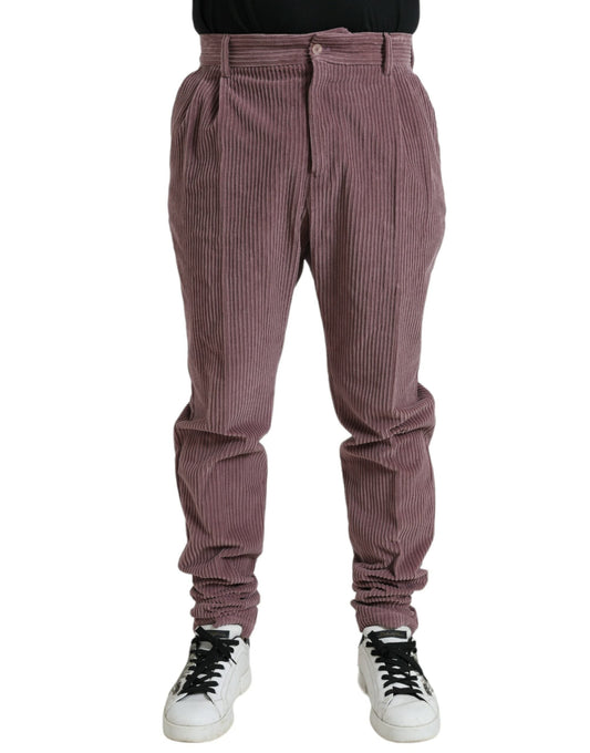Dolce & Gabbana Purple Corduroy Cotton Stretch Skinny Men's Pants
