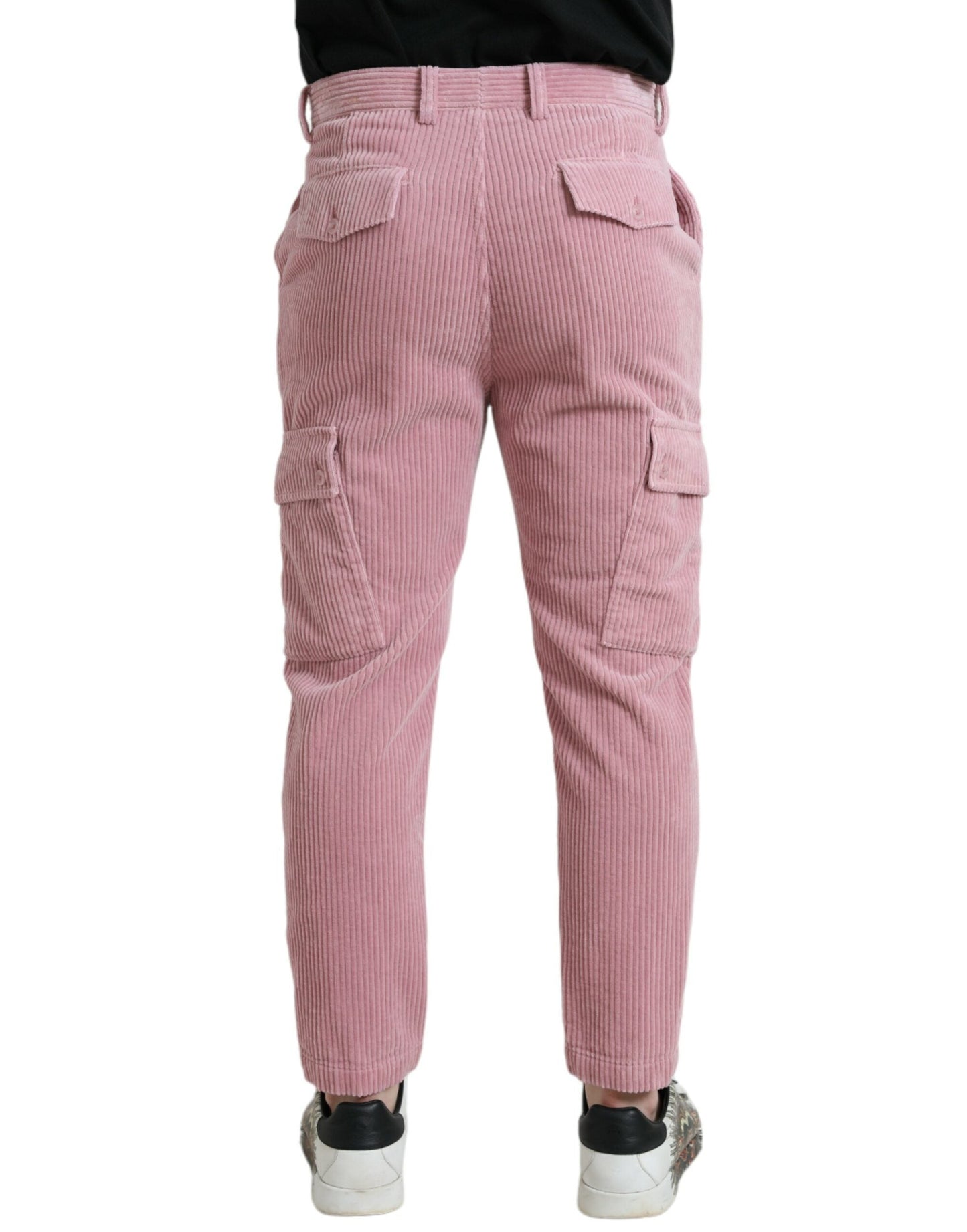 Dolce & Gabbana Pink Corduroy Cotton Stretch Skinny Cargo Men's Jeans