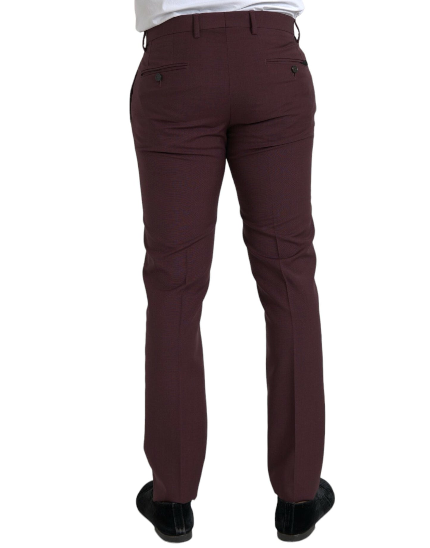 Dolce & Gabbana Maroon Wool Men Slim Fit Dress Men's Pants
