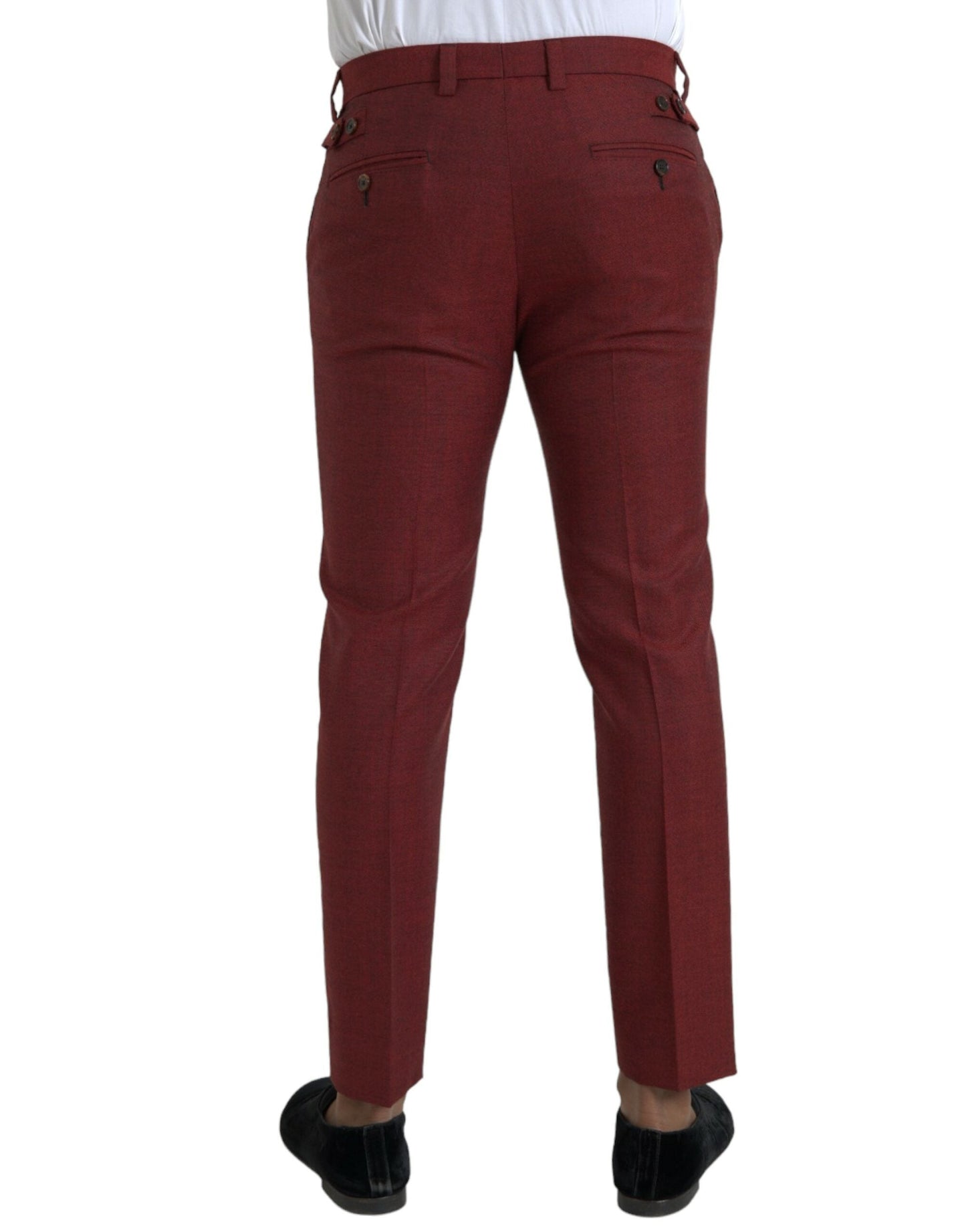 Dolce & Gabbana Maroon Wool Men Skinny Dress Men's Pants