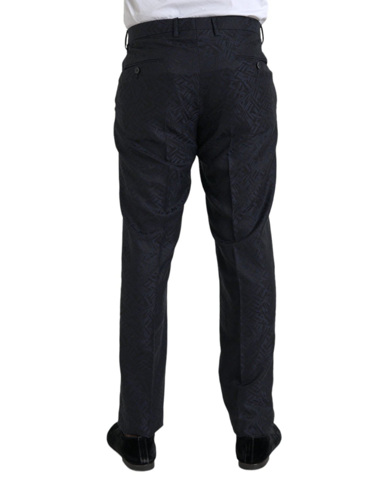 Dolce & Gabbana Blue Brocade Wool Skinny Men Dress Men's Pants