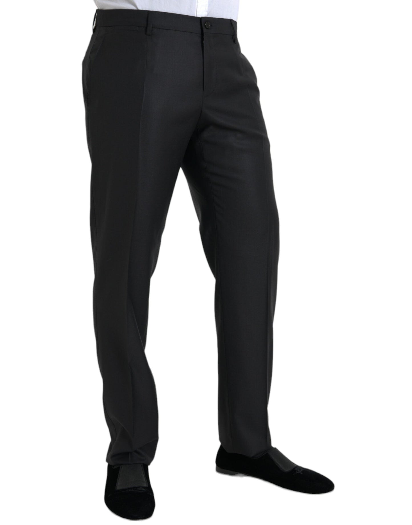 Dolce & Gabbana Black Wool Silk Skinny Dress Men's Pants