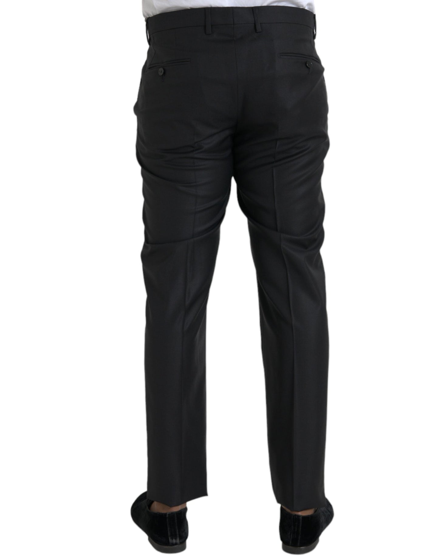 Dolce & Gabbana Black Wool Silk Skinny Dress Men's Pants