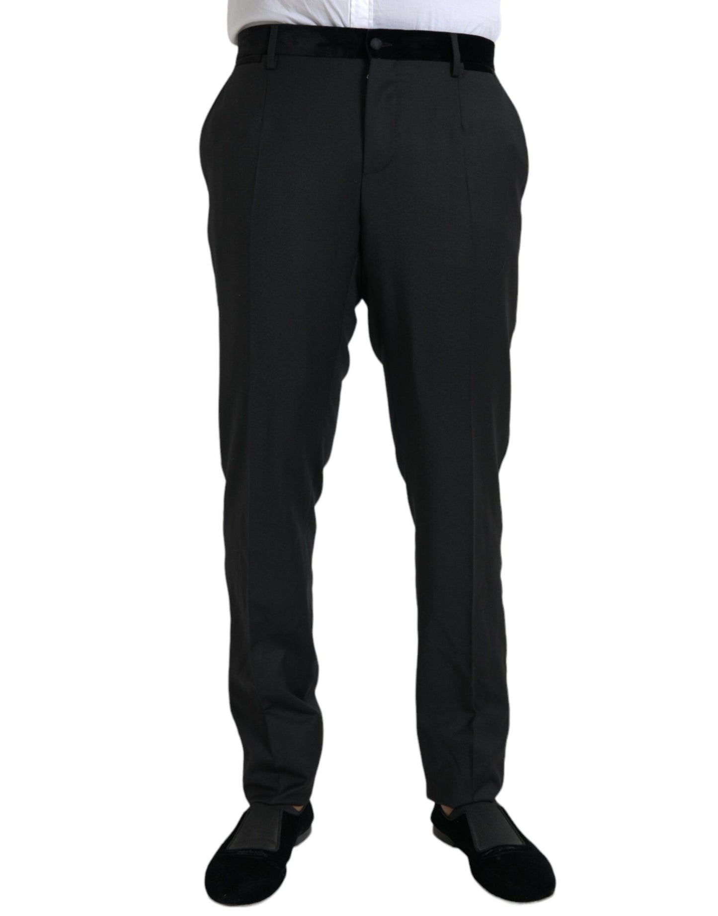 Dolce & Gabbana Black Silk Men Skinny Dress Men's Pants