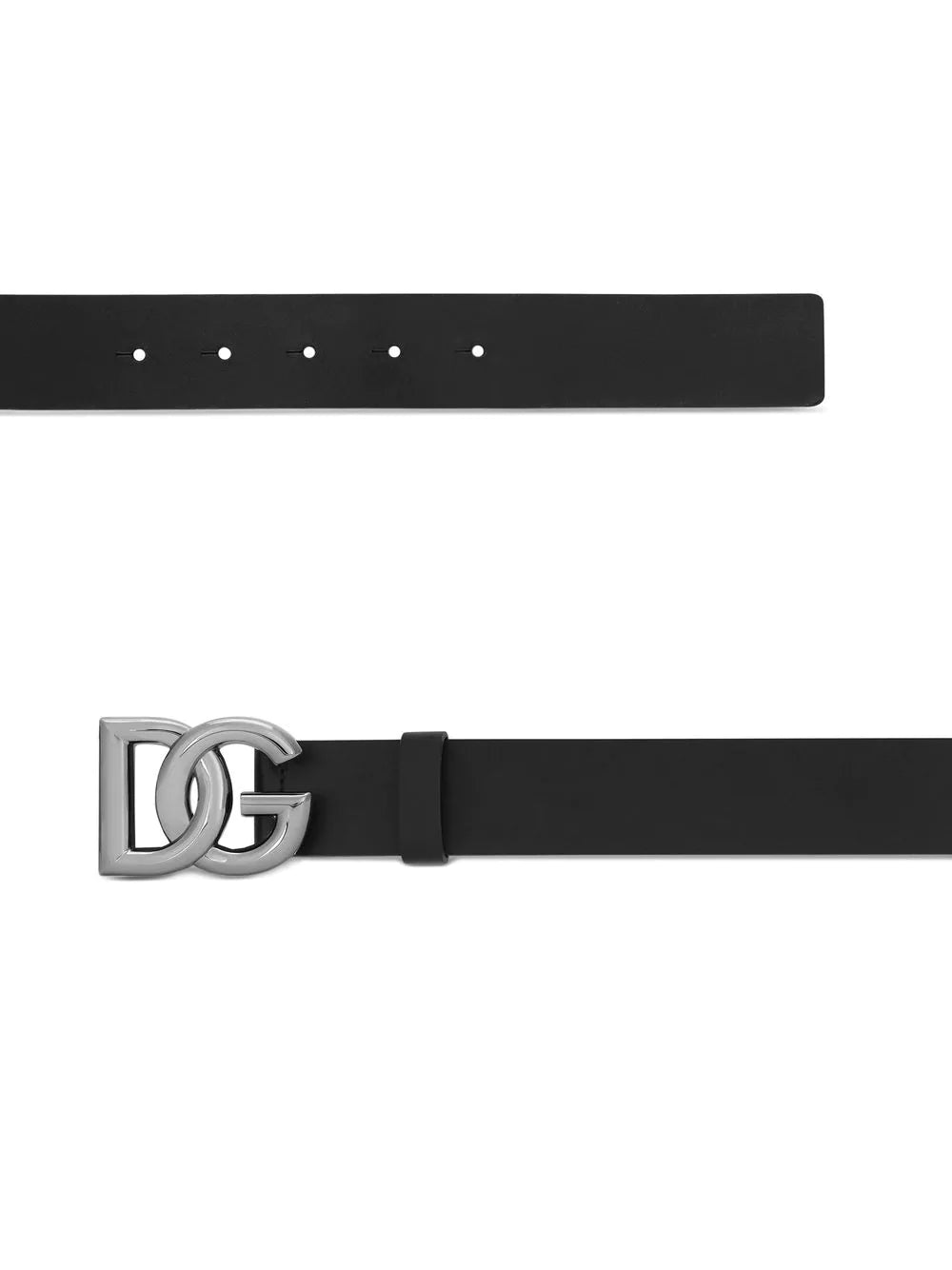 Dolce & Gabbana Men Leather Belt With Dg Logo Buckle