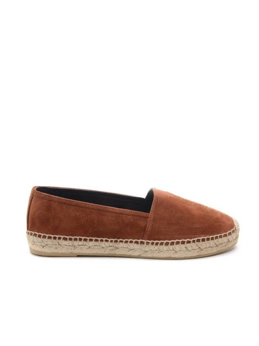 Saint Laurent Monogram Logo Suede Espadrilles Brown
