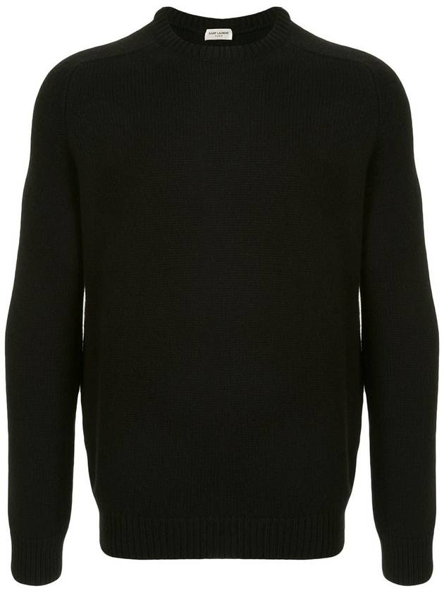 Saint Laurent Men's Crewneck Cashmere Knit Top Black