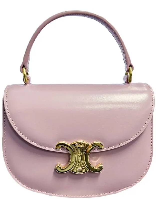 CELINE Besace Clea Triomphe Small Shiny Calfskin Tote Bag Petal