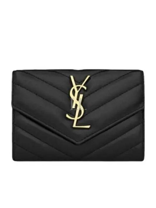 Saint Laurent Cassandre Matelasse Small Lambskin Card Wallet Black