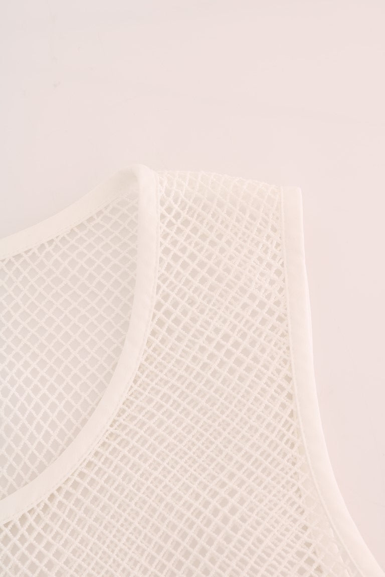 Dolce & Gabbana White Net Tank Transparent Women's Top