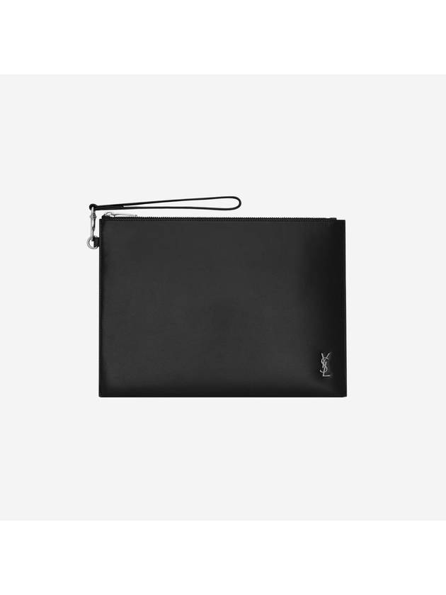 Saint Laurent Tiny Monogram Silver Clutch Bag Black