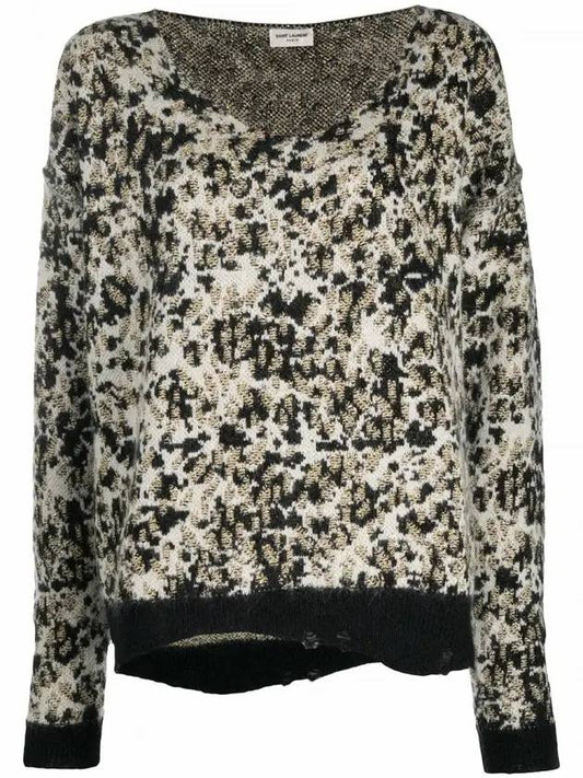 Saint Laurent Animalear Wool Blend Knit Top