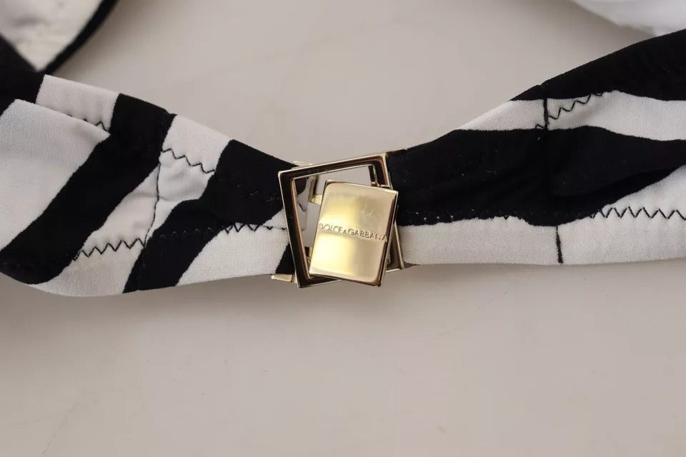 Dolce & Gabbana Black White Zebra Bandeau Swimwear Bikini Women's Top