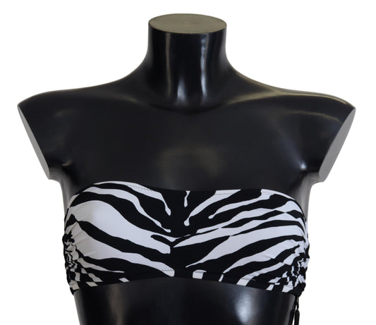 Dolce & Gabbana Black White Zebra Bandeau Swimwear Bikini Women's Top