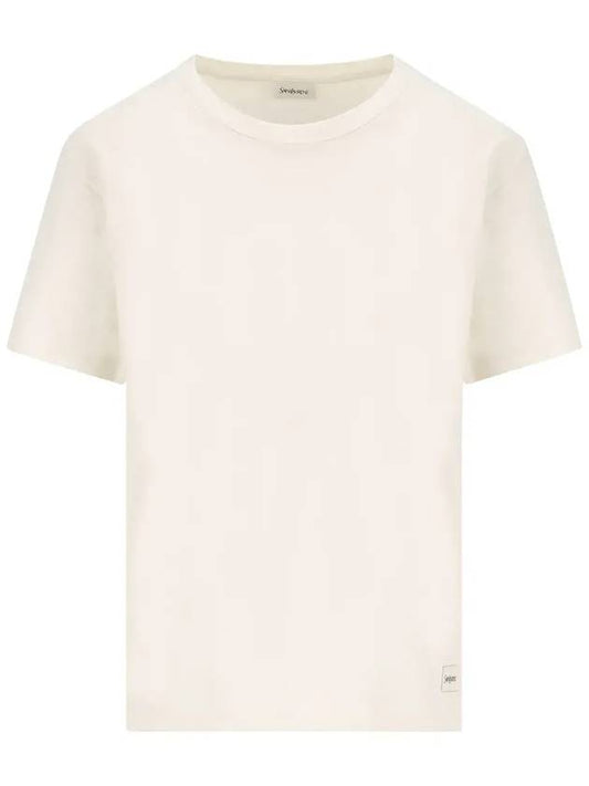 Saint Laurent Logo Patch Crew Neck Short Sleeve T-Shirt White