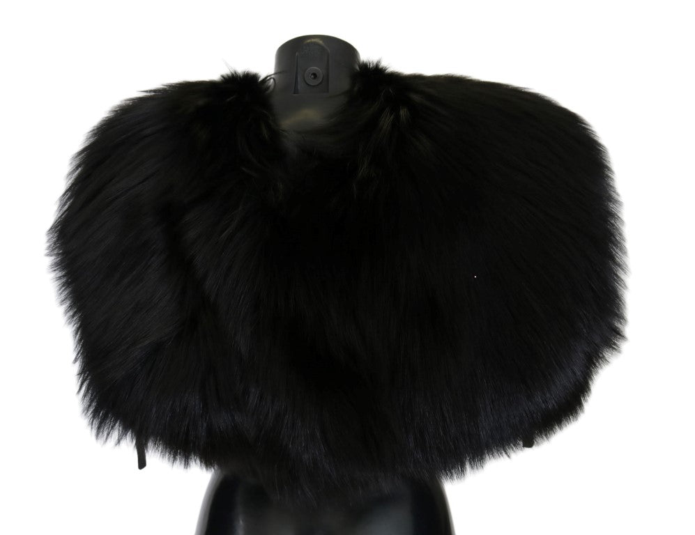 Dolce & Gabbana Black Silver Fox Fur Women's Scarf