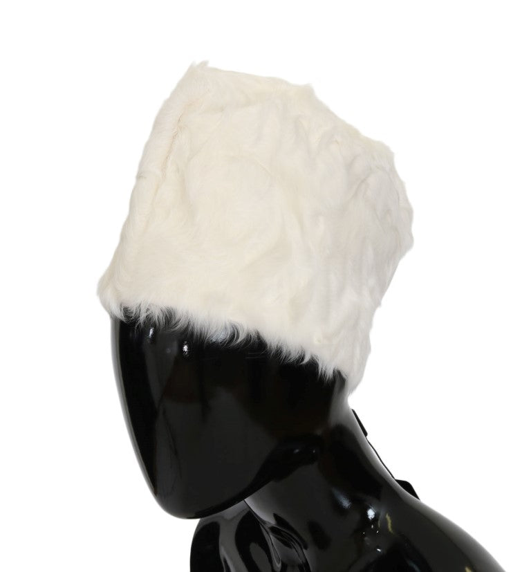 Dolce & Gabbana White Xiangao Lamb Fur Women's Beanie