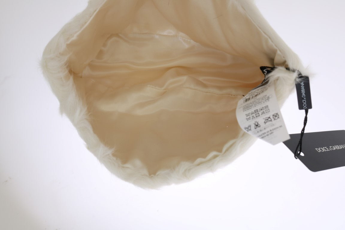 Dolce & Gabbana White Xiangao Lamb Fur Women's Beanie