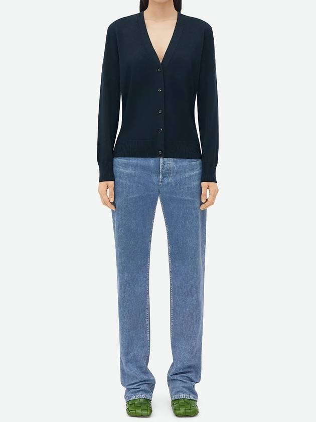 Bottega Veneta Knit Wool Cardigan Midnight Blue